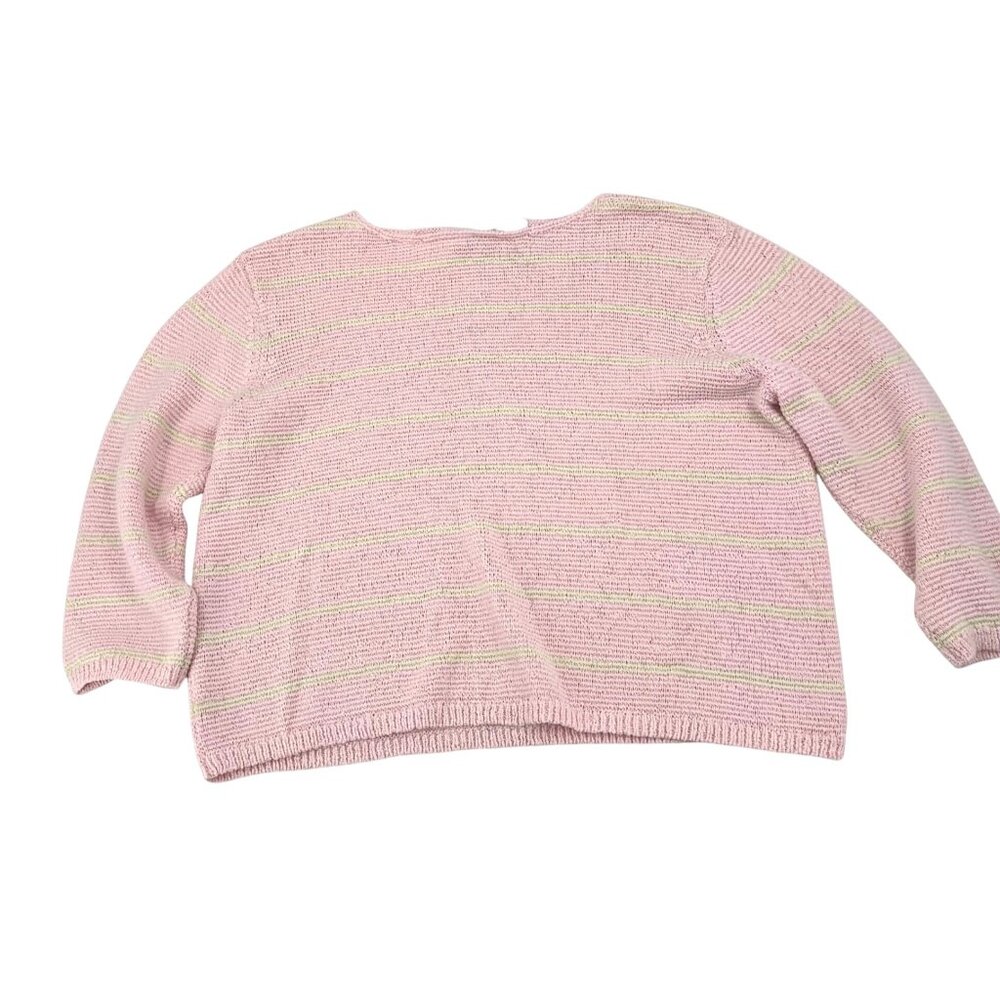 Liz Claiborne Lizsport‎ Pink Striped Knit Sweater L 90s y2k Pullover